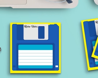 6 Pad Sticky Note Assortment Retro 80s Computer Floppy Disc and Cassette (3 of each) 3"x3" 50 Sheet Count Memo Notes Stationery 1109-1110