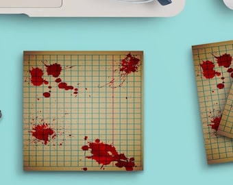 Notas adhesivas "Gotas de sangre, terror y miedo", 7,6 x 7,6 cm, 50 hojas, lindas y divertidas, blocs de notas, papelería, diario, planificador, papel 1114