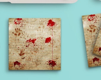 Notas adhesivas con huellas de manos sangrientas, terror, 7,6 x 7,6 cm, 50 hojas, lindas y divertidas, blocs de notas, papelería, diario, planificador, papel 1111