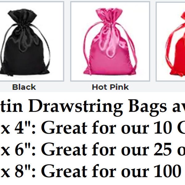 Satin Drawstring Storage Gift Bag - Great to Hold Our Shaped Paper Clips - 3x4 Inch 4x6 Inch or 5x8 Inch