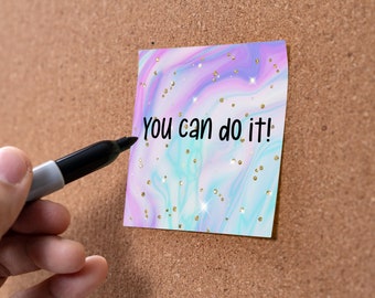 Sticky Notes 3"x3" 50 Sheet Count Cute Funny Memo Note Pads Stationery Journal Planner Paper, Blue Fantasy Glitter Design 1017