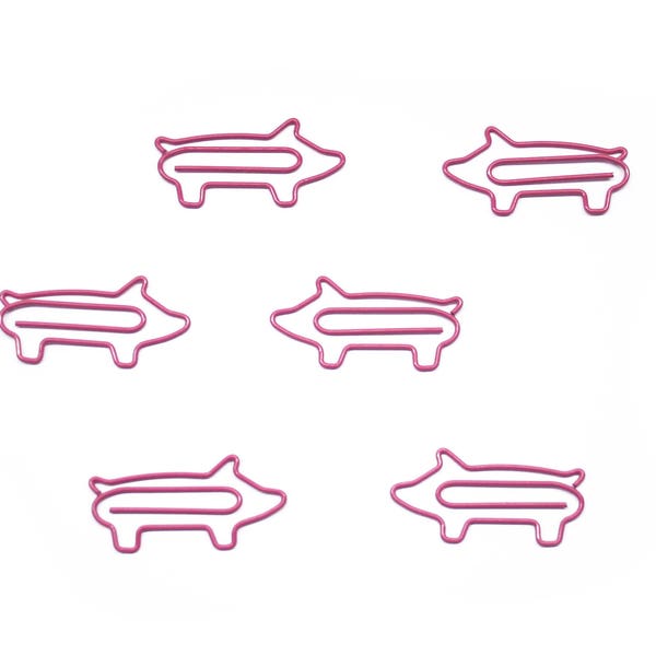25 Count Paper Clips, Pig Lover Gifts, Cute Shaped Paper Clips, Desk Organization, Stationery Office Supplies