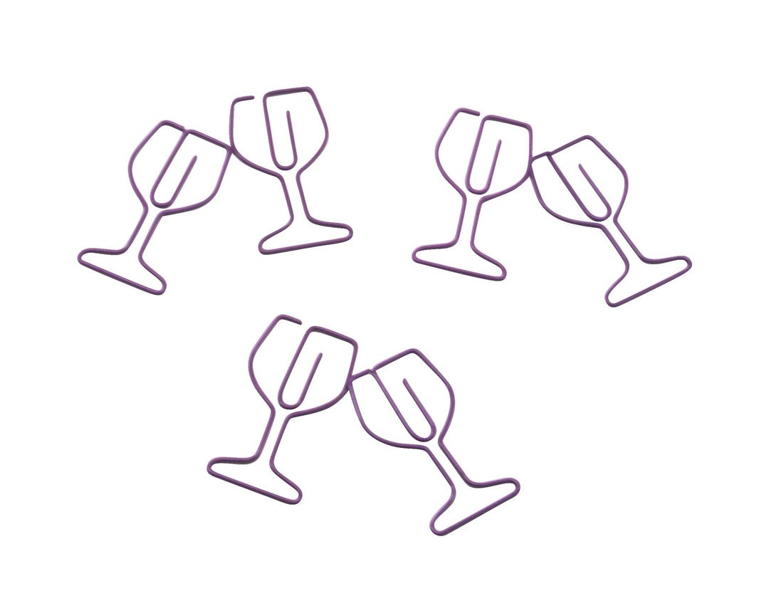 Wine Glass Shaped Paper Clips - 100 Count In Storage Tin