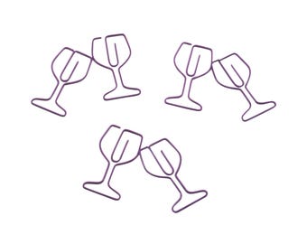 100 Count Wine Glass Paper Clips, Cute Shaped Paper Clips, Desk Organization, Stationery Office Supplies