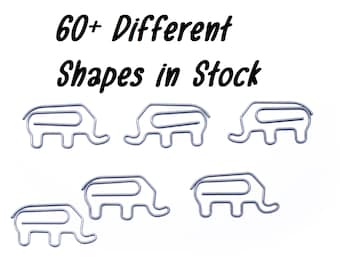 100 Count Paper Clips, Elephant Lover Gifts, Cute Shaped Paper Clips, Desk Organization, Stationery Office Supplies, Optional Gift Bag