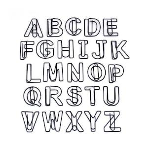100 graffette a forma di conteggio, numeri lettere alfabeto iniziali monogramma, nero - Scegli la tua lettera dell'alfabeto A-Z preferita o il numero 0-9