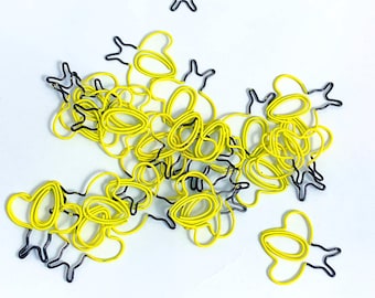25 Bee Shaped Paper Clips Yellow and Black Two Toned - 25 Count - Desk Organization, Stationery Office Supplies, Unique Paper Clips