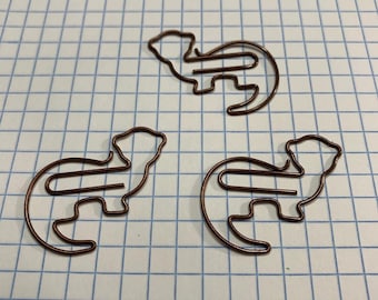Single Count Brown Otter Shaped Paper Clips, Otter Lover Gifts, Cute Shaped Paper Clips, Desk Organization, Stationery Office Supplies