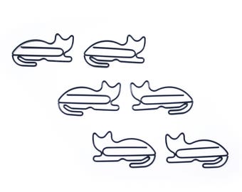100 Count Paper Clips, Cat Lover Gifts, Cute Shaped Paper Clips, Desk Organization, Stationery Office Supplies, WHITE, BLACK, SILVER