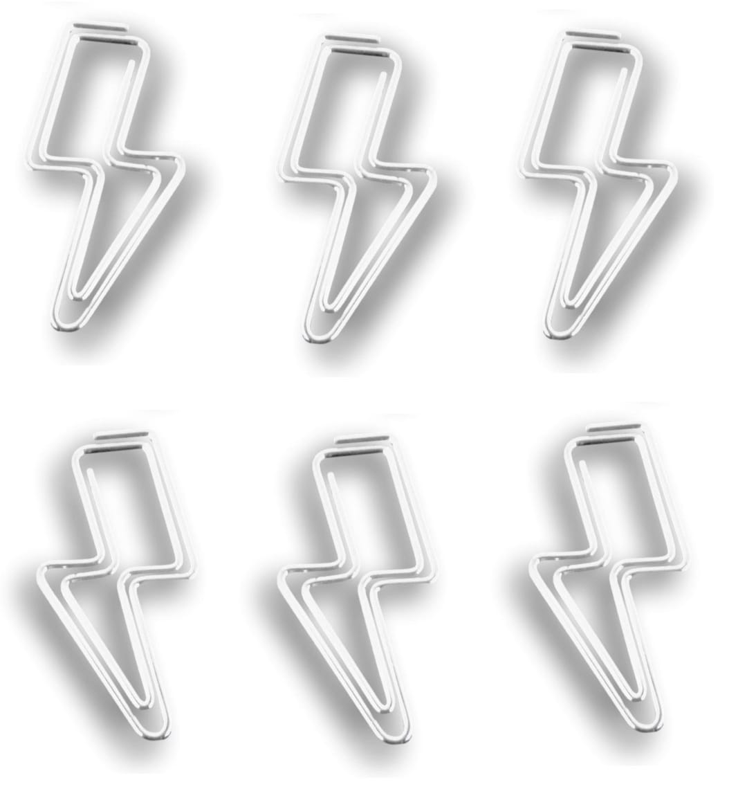 100 Count Paper Clips, Silver Lightning Bolt Gift, Cute Shaped Paper