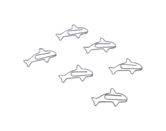 100 Count Gray Shark or Whale Paper Clips, Shark Whale Lover Gifts, Cute Shaped Paper Clips, Desk Organization, Stationery Office Supplies