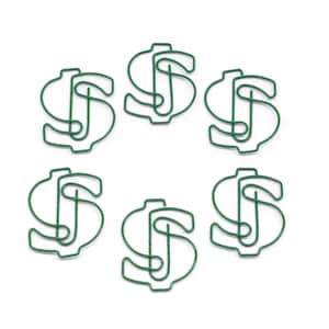 25 Count Paper Clips Cash Money Lover Gifts Dollar Sign Cute Shaped Paper Clips Office Supplies - Green