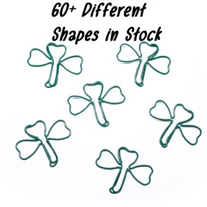 10 Count Paper Clips, Green Shamrock Clover Lover Gifts, Cute Shaped Paper Clips, Desk Organization, Stationery Office Supplies