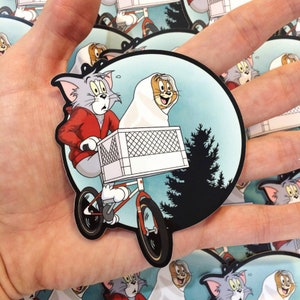 Tom & Jerry x ET Sticker | Tom and Jerry Gifts Mashup Sticker ET Sticker Parody Art Tom and Jerry Sticker Stocking Filler ET 90s cartoon
