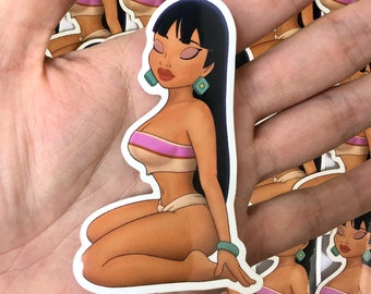 Chel Die Cut Vinyl Sticker | El Dorado | Mashup Laptop Stickers | Pop Culture | Animation Art | Sexy Cartoon Pinup Girl