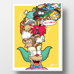 Krusty UNZIPPED | Presente dos Simpsons para fãs dos Simpsons, Krusty, o Palhaço, Pôster, Enchimento de Meia dos Simpsons, Decoração de Sala de Jogos, Pôster com Impressão Pop Art
