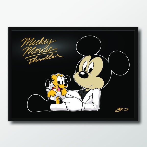 Mickey Mouse x Michael Jackson | Thriller Album Cover | Pop Art Print | Cartoon Poster