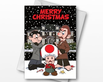 Mario x Home Alone Christmas Card | Nintendo Cartoon | Pop Art | Mashup Xmas Card | Retro Mario Luigi Gift