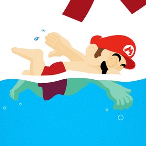 Mario X Jaws Poster Print Piranha Plant マリオ Pop Art Jaws Parody Nintendo Retro Games image 2