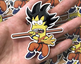 Bart x Goku Vinyl Sticker | DBZ | Laptop Sticker | Dragonball Z Stickers | Bart Simpson | The Simpsons Pop Art Sticker | Anime Sticker