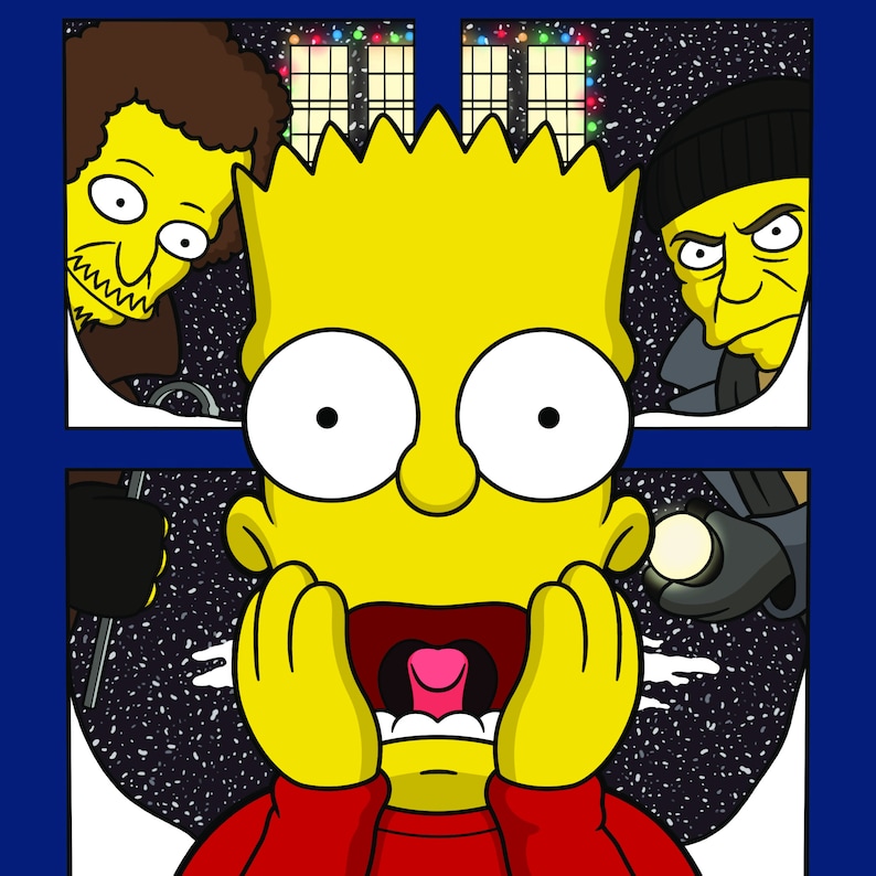 Bart Simpson X Home Alone Christmas Card Cartoon Pop Art Etsy