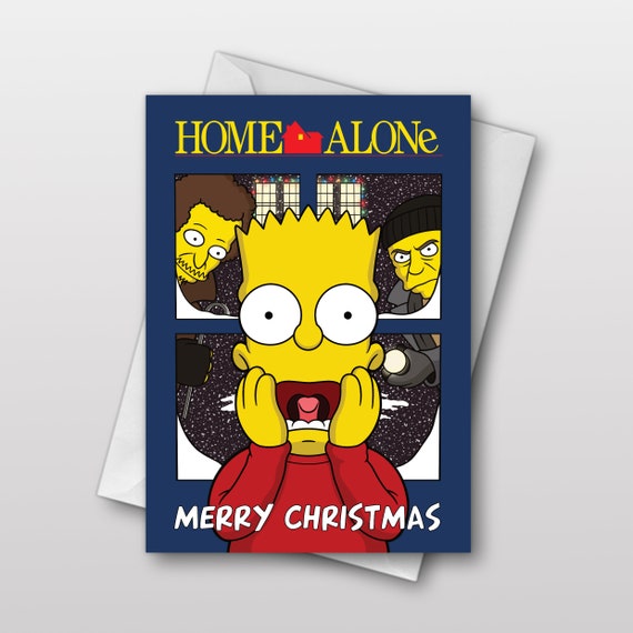 Is Bart Open On Christmas 2022 Bart Simpson X Home Alone Christmas Card Cartoon Pop Art | Etsy Israel