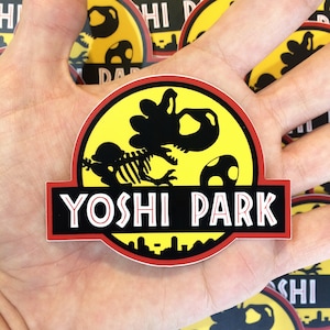 Yoshi Park Vinyl Sticker | Super Mario World | Jurassic Park | Mashup | Video Game Art | Nintendo
