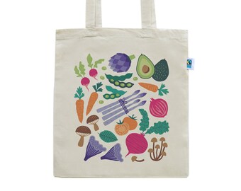 Vegetarisk tygkasse Eko Fairtrade grönsaksmarknad ekologisk bomullskasse - design av Heleen van den Thillart