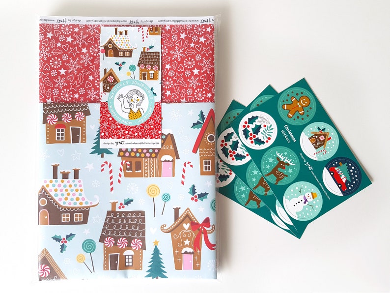 Christmas gift wrapping double sided holiday crafting paper 3 sheets 19x27 inch inpakpapier 50x70 cm design by Heleen van den Thillart