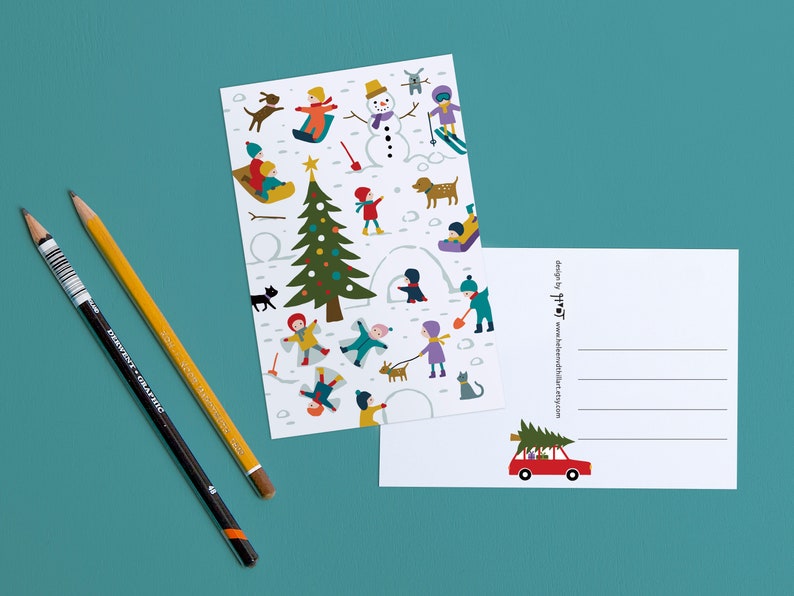 Weihnachtsdorf Postkarten / kerstkaarten / ansichtkaarten 5er-Set Design von Heleen van den Thillart Bild 7