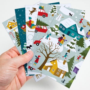 Weihnachtsdorf Postkarten / kerstkaarten / ansichtkaarten 5er-Set Design von Heleen van den Thillart Bild 2