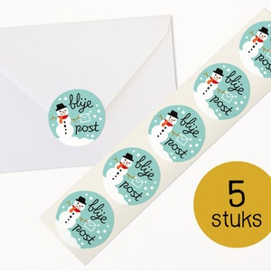 Sneeuwpop sluiting stickers wintervakantie illustratie envelop seal crafting / sluitstickers - ontwerp door Heleen van den Thillart