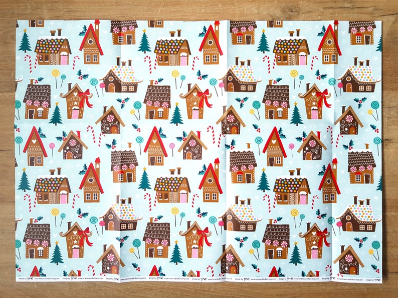 Christmas gift wrapping double sided holiday crafting paper 3 sheets 19x27 inch inpakpapier 50x70 cm design by Heleen van den Thillart