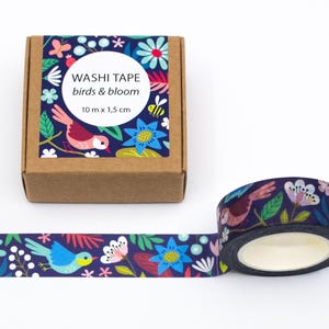 Washi Tape vogels bloeien bloemen kleurrijk scrapbooking cadeaupapier vlinder bij lente zomer - ontwerp door Heleen van den Thillart