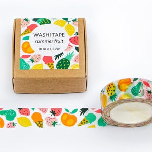 Washi Tape zomerfruit ijs kleurrijk scrapbooking cadeauverpakking aardbei ananas citroen perzik - ontwerp door Heleen van den Thillart