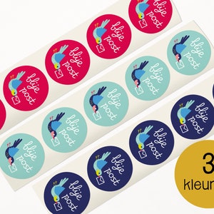 Vogel sluit stickers illustratie envelopzegel knutselen / sluitstickers blije post - ontwerp door Heleen van den Thillart