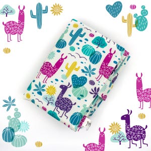 Cambiador de bebé Llama cactus, bolso de viaje portátil para pañales, impermeable, verzorgingsmatje - diseño de Heleen van den Thillart