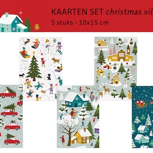 Postales del pueblo navideño / kerstkaarten / ansichtkaarten - juego de 5 - diseño de Heleen van den Thillart