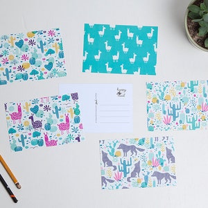 Ansichtkaarten met woestijndierenpatroon / ansichtkaarten - set van 5 - ontwerp Heleen van den Thillart