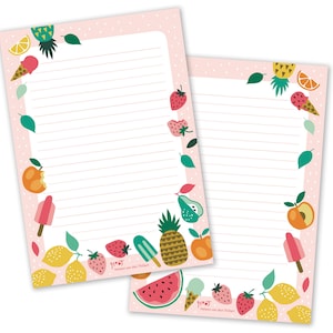 Notepad Summer Fruit A5 linda piña limón fresa papel - diseño de Heleen van den Thillart