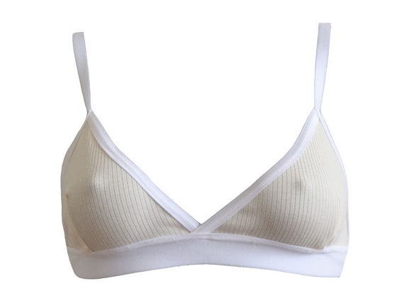 Organic Ribbed Cotton Triangle Bralette Etsy