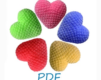 Plush heart Pattern, Crochet heart Pattern,  Amigurumi heart Pattern, 3d heart, DIY, Heart PDF Pattern ONLY, Red heart