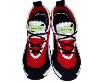 Crochet Sneakers, Gift for her, Red sneakers, Sneakers for women,  Crochet  Shoes, Gift for him
