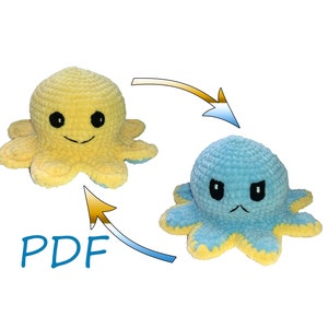 Reversible Octopus Crochet Pattern,  Amigurumi Octopus Pattern, Octopus pattern, Octopus PDF Pattern ONLY, Plush toy