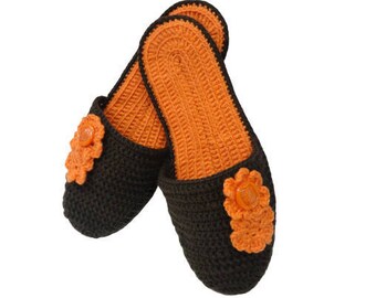 Сrochet Slippers Pattern, Slippers for women, Slippers with flowers  PDF - Pattern  ONLY