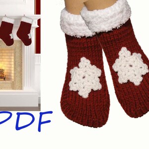Christmas stocking Pattern, Knitted slippers PDF - Pattern  ONLY