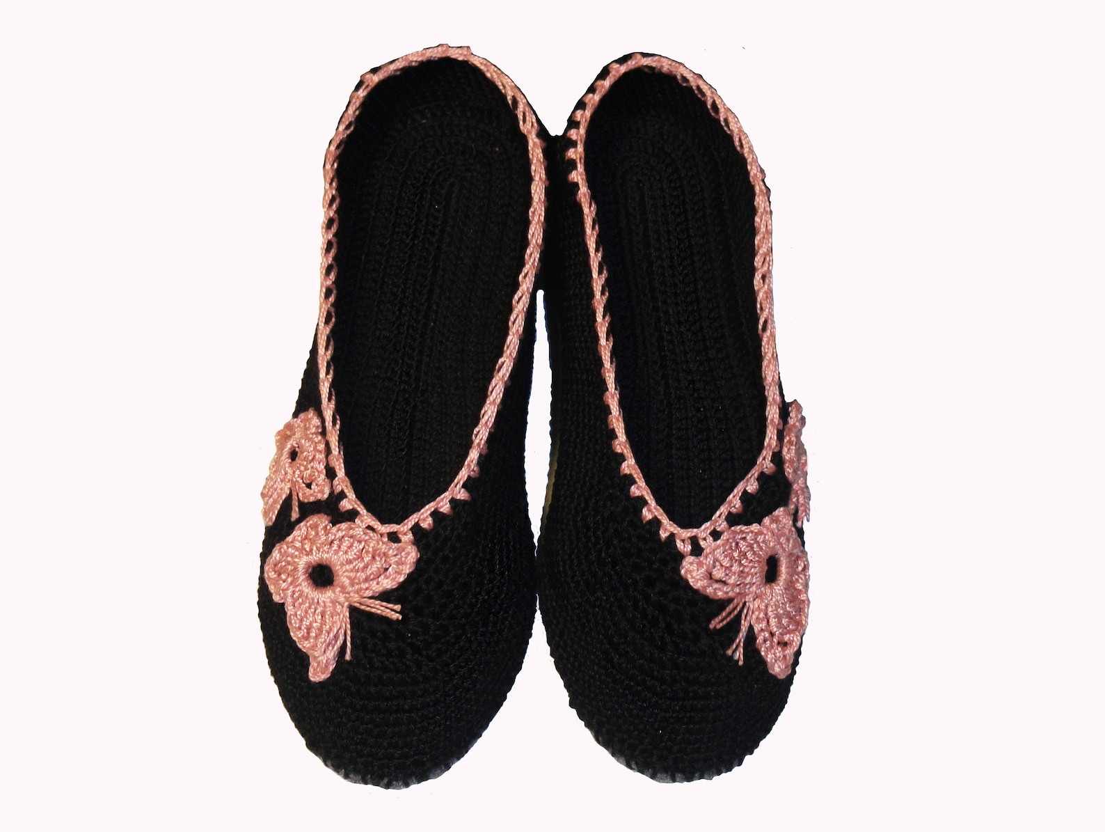 Сrochet slippers pattern, ballet shoes, slippers for women, slippers with butterflies pdf - pattern only