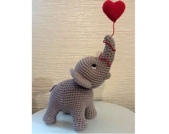 Elephant Crochet Pattern,  Amigurumi elephant Pattern, Elephant toy,  Elephant PDF Pattern ONLY, Crochet heart, ball, rug