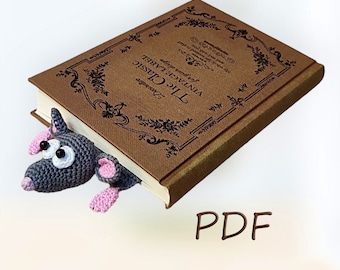 Rat bookmark Pattern,  Amigurumi crochet Rat bookmark, SET of 2,  Mouse pattern, Rat PDF Pattern ONLY, Crochet mouse