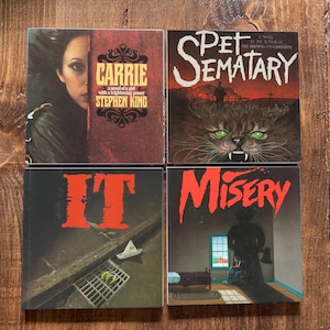 Stephen King Classic Book Cover Coasters - Fully Sublimated Images - Great holiday gift for any King fan!